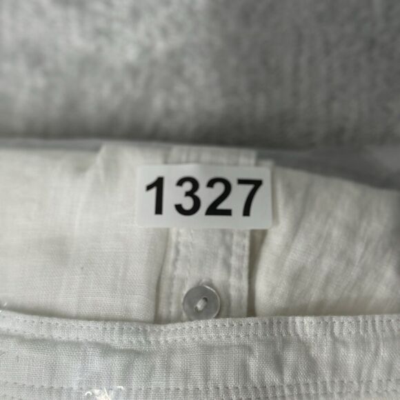 Malvin Shirt Womens 8 White Linen Button Up Blouse Preppy Neutral Minimalist - Picture 8 of 8